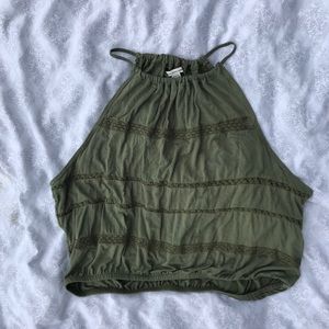 American Eagle army green lace bubble tank top
